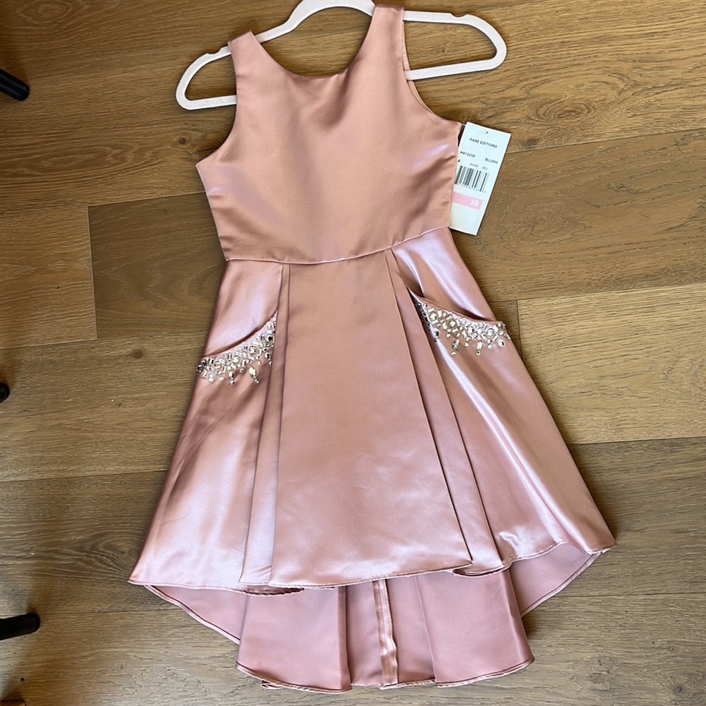 Girls Blush Pink with Rhinestone pocket details size 10